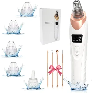 2025 Pore Vacuum, USB Rechargeable Blackhead Remover Vacuum,3 Levels Adjustable Pore Vacuum Blackhead Remover, with 5 Suction Power,6 Probes,Face Vacuum Pore Cleanser for Women & MenWhite