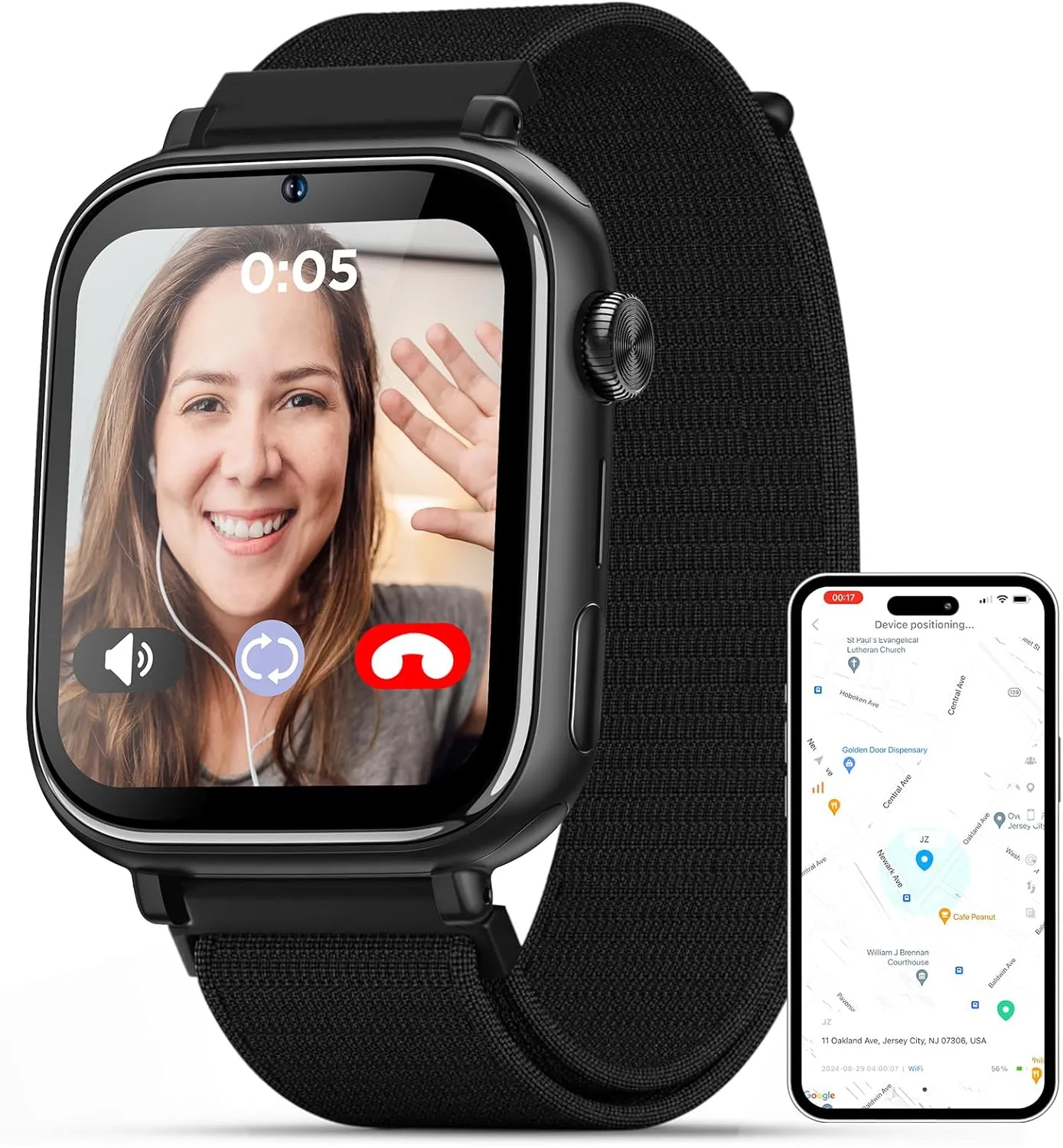 2025 Smart Watch for Kids 6-12 [Kids GPS Tracker/Video Call] Smart Watches Boys Girls Phone Watch, School Mode, Safety Alert, GPS Tracker Kids Smart Watch, New Phone Watches for child, Jet Black