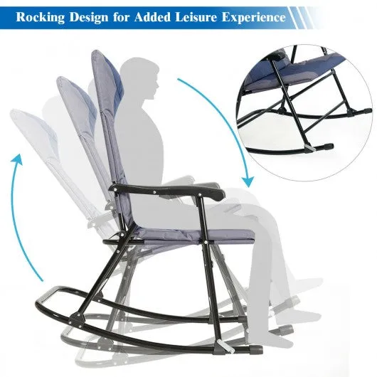3 pcs Outdoor Folding Rocking Chair Table Set-Blue