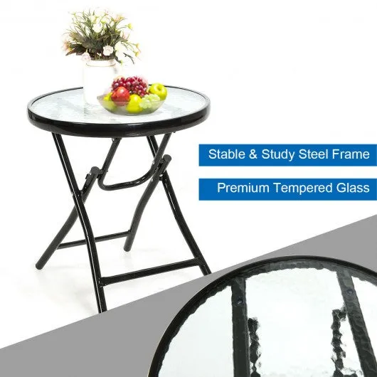 3 pcs Outdoor Folding Rocking Chair Table Set-Blue