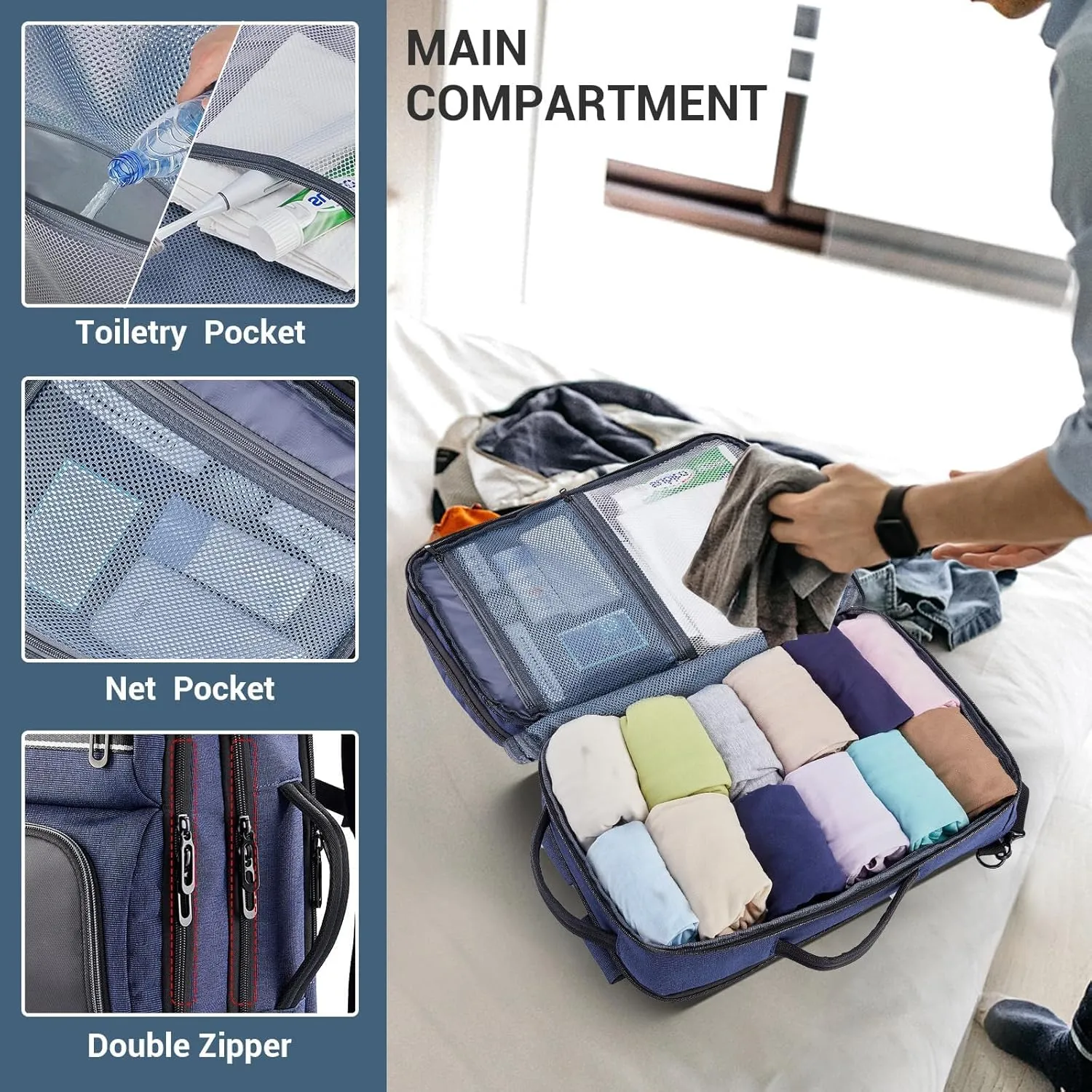 40L Travel Luggage Backpack with Laptop Compartment, Personal Item Bag for Men, Carry on Luggage Daypack with USB Charging Port, Alternative to Suitcase