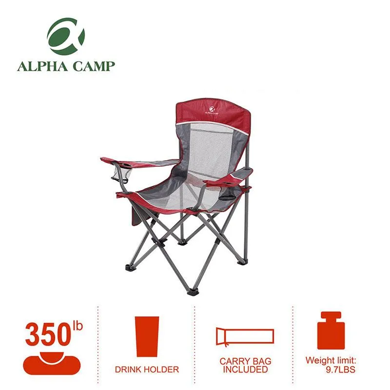 ALPHA CAMP Oversized Mesh Back Camping Folding Chair