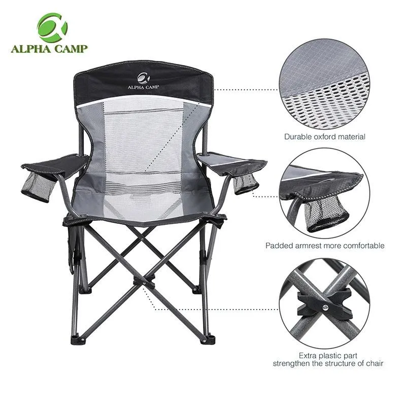 ALPHA CAMP Oversized Mesh Back Camping Folding Chair