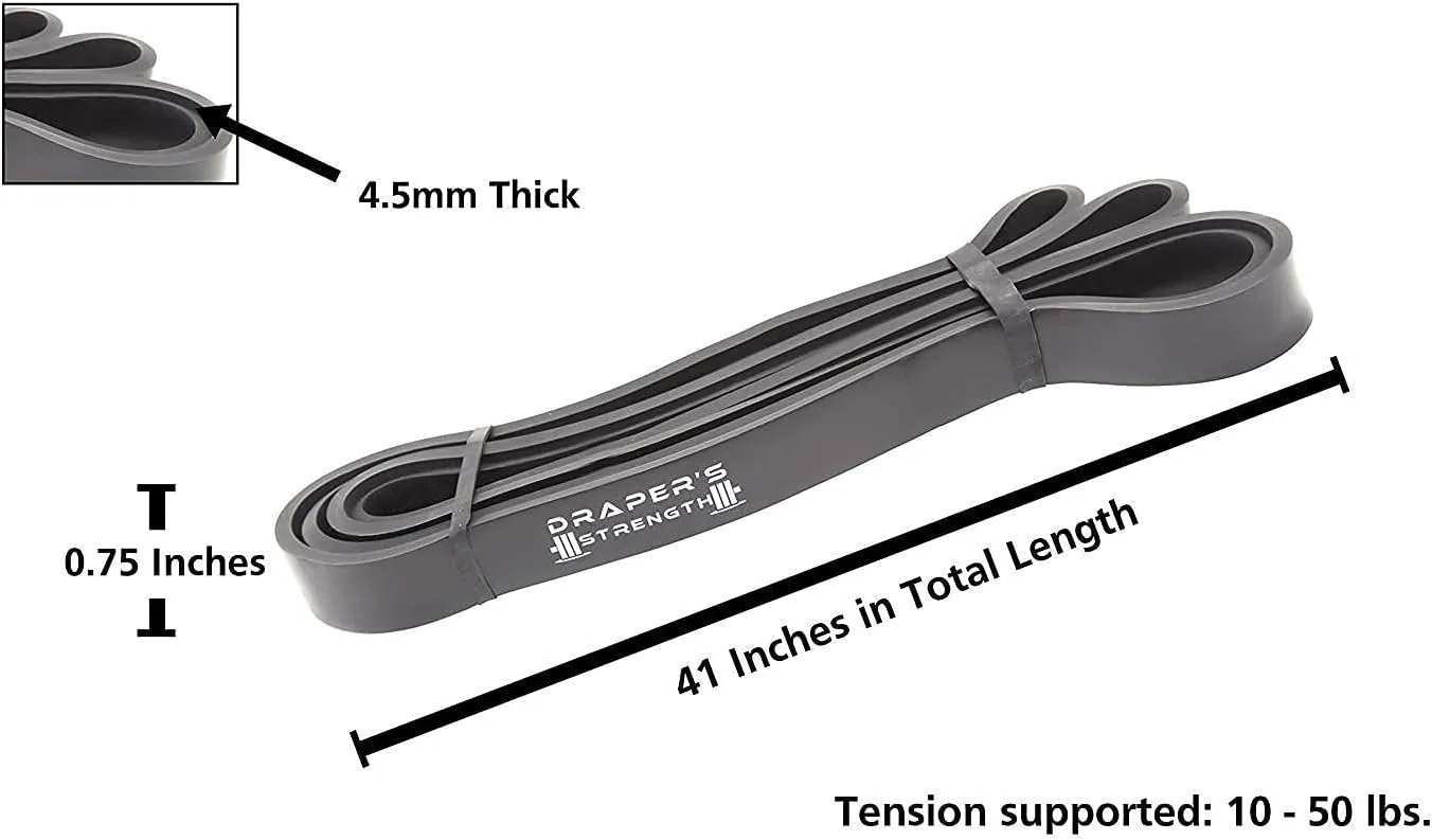 Draper's Strength Heavy Duty Resistance Stretch Loop Bands for Powerlifting Workout Exercise and Assisted Pull Ups