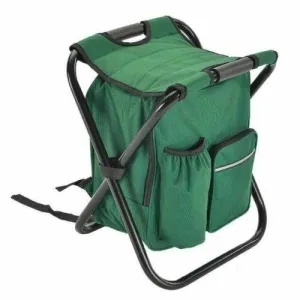 Green Folding Backpack Chair with Cooler, 150kg Load