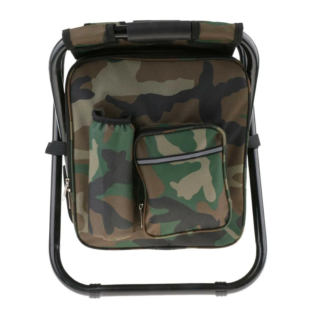 Green Folding Backpack Chair with Cooler, 150kg Load