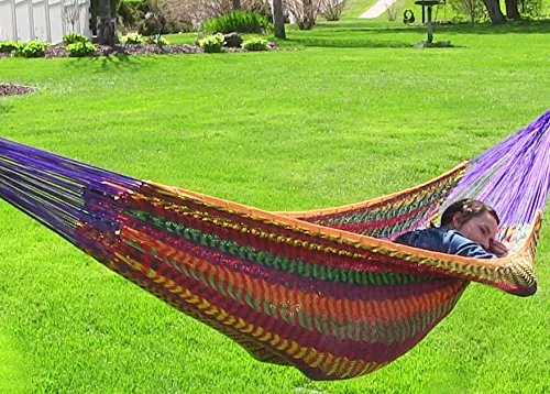 Hand-Woven Mayan Family Hammock  XXL Thick Cord - Sunnydaze