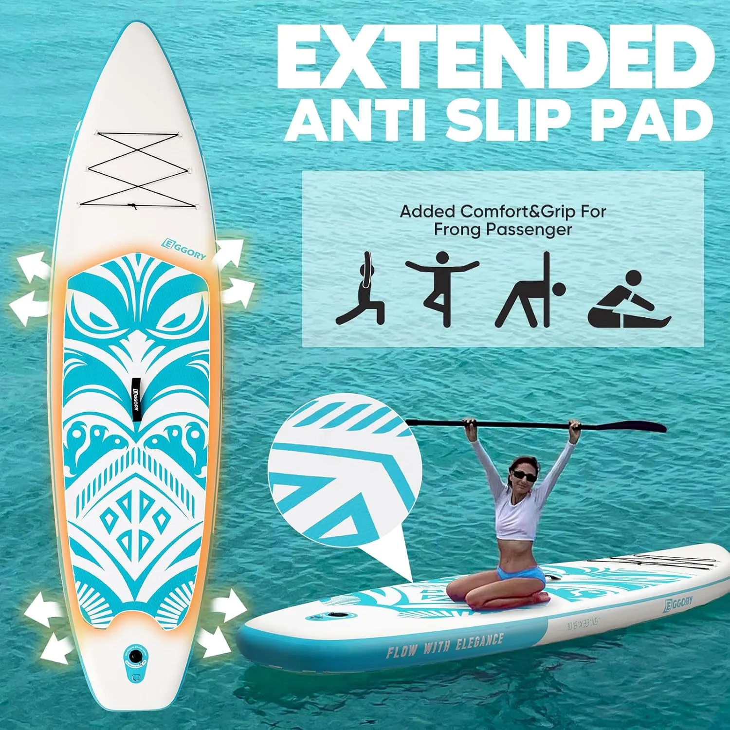 Inflatable Paddle Board,Stand Up Paddle Board Set, Extra Wide SUP Board with Removable Fin, Floating Paddle, Hand Pump, Waterproof Phone Pouch,Traveling Board