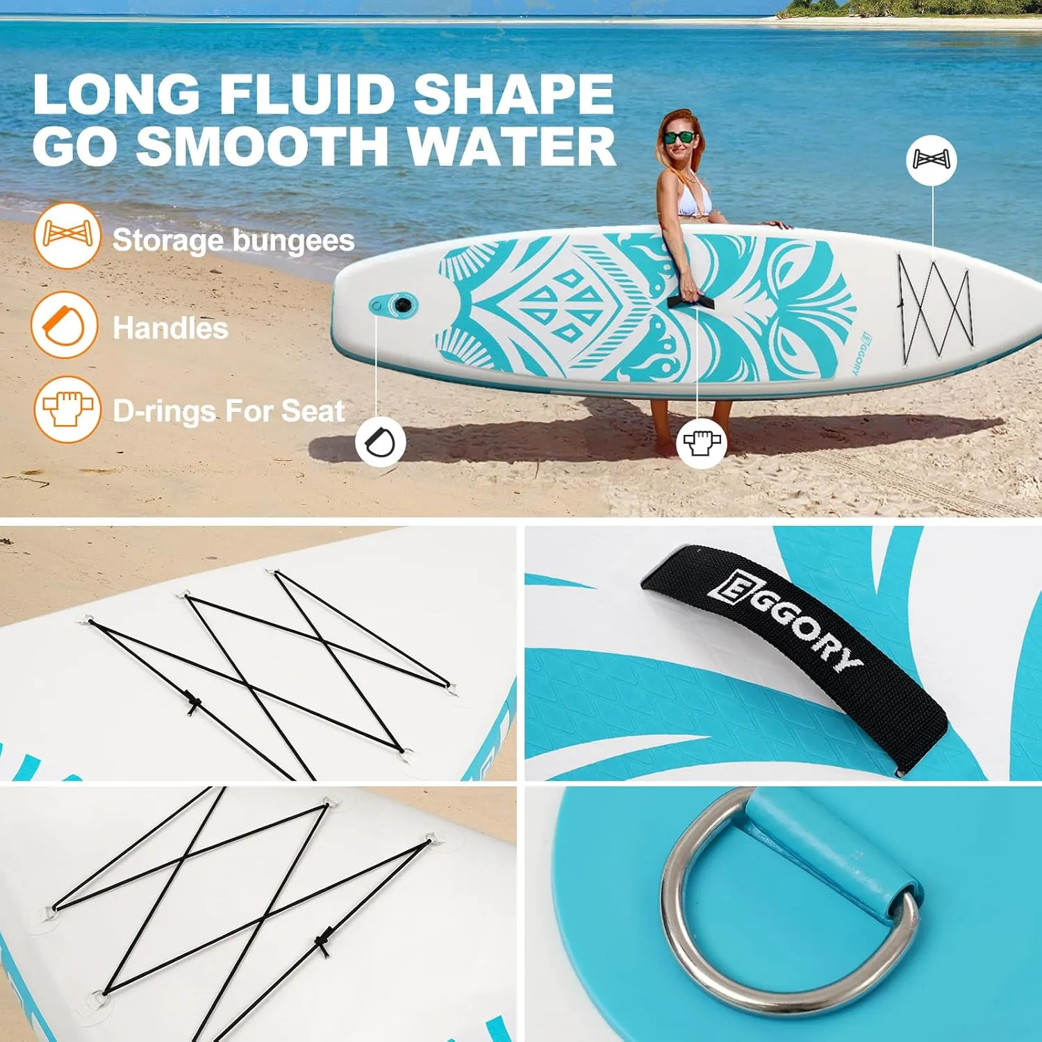 Inflatable Paddle Board,Stand Up Paddle Board Set, Extra Wide SUP Board with Removable Fin, Floating Paddle, Hand Pump, Waterproof Phone Pouch,Traveling Board