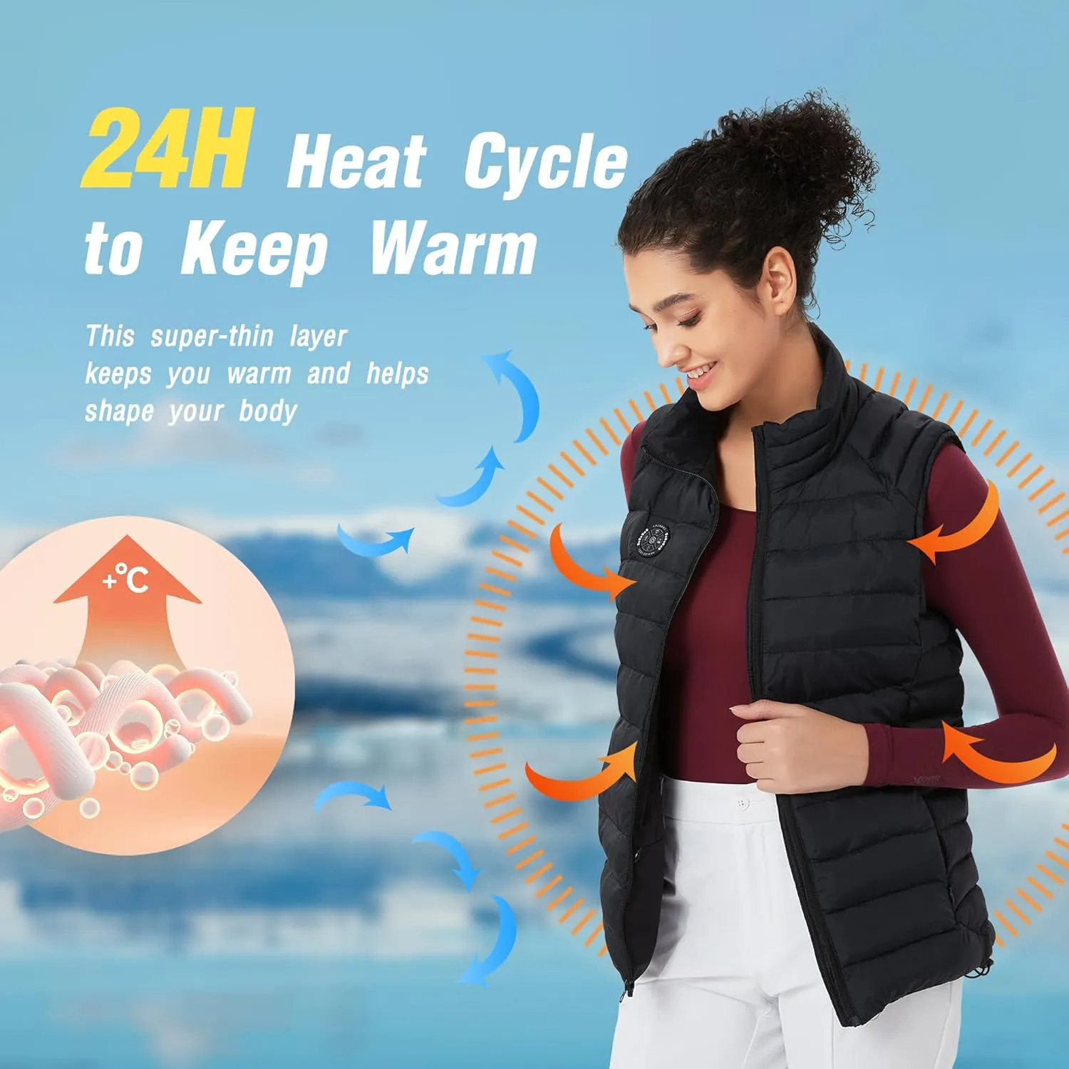 Luxury Women's Thermal Undershirt: Super Stretchy,Ultra Thin Silky Tech Tops for Everyday Comfort and Sports