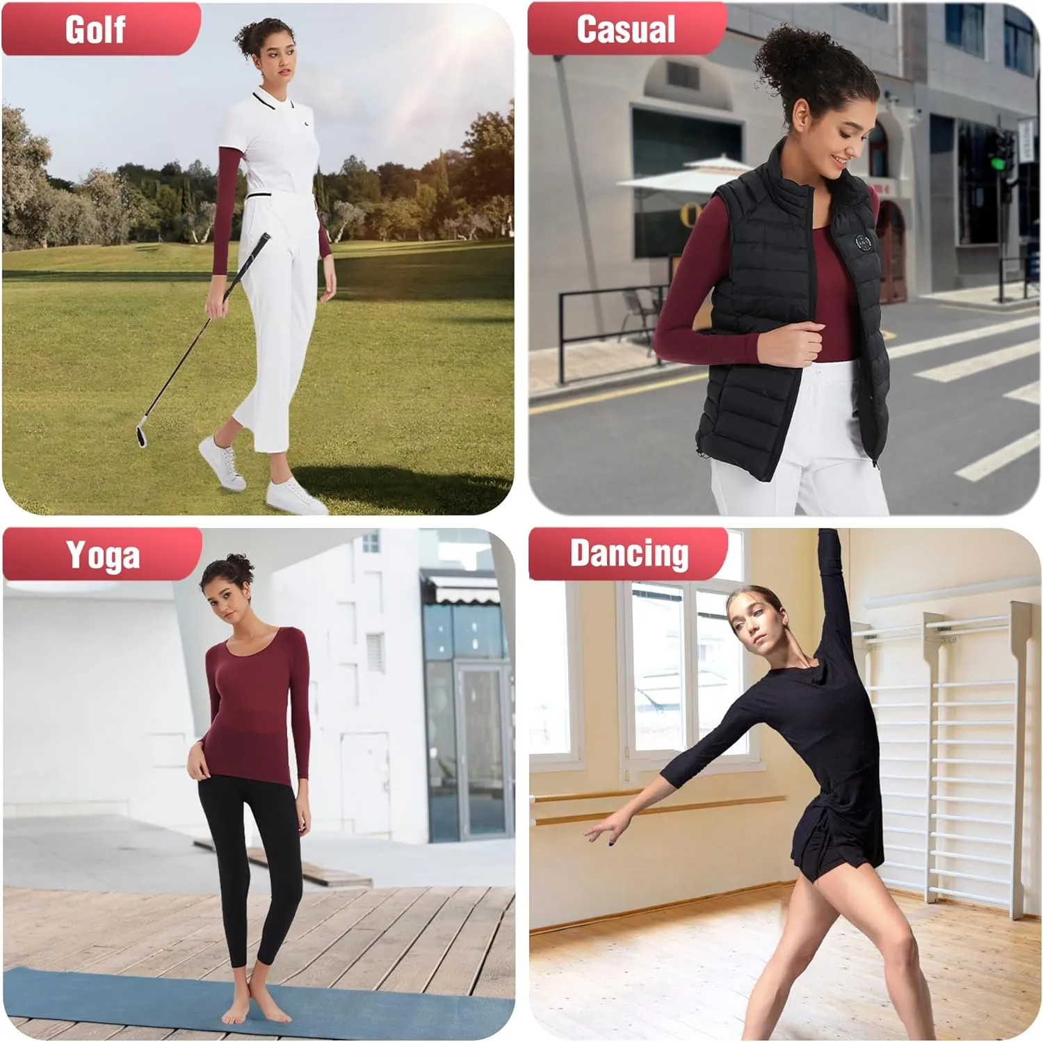 Luxury Women's Thermal Undershirt: Super Stretchy,Ultra Thin Silky Tech Tops for Everyday Comfort and Sports