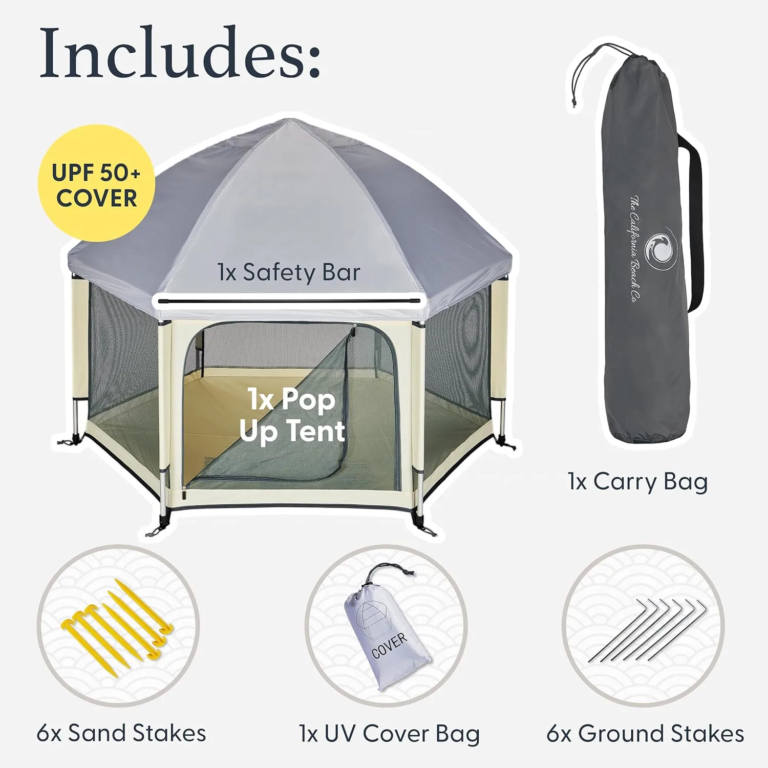 POP 'N GO PLAYPEN - Indoor & Outdoor Baby Playpen for Babies and Toddlers - Baby Beach Tent, Foldable, Portable W/Canopy, Travel Bag, & Mosquito Net - Pop Up Pack and Play Tent (Warm Ivory)