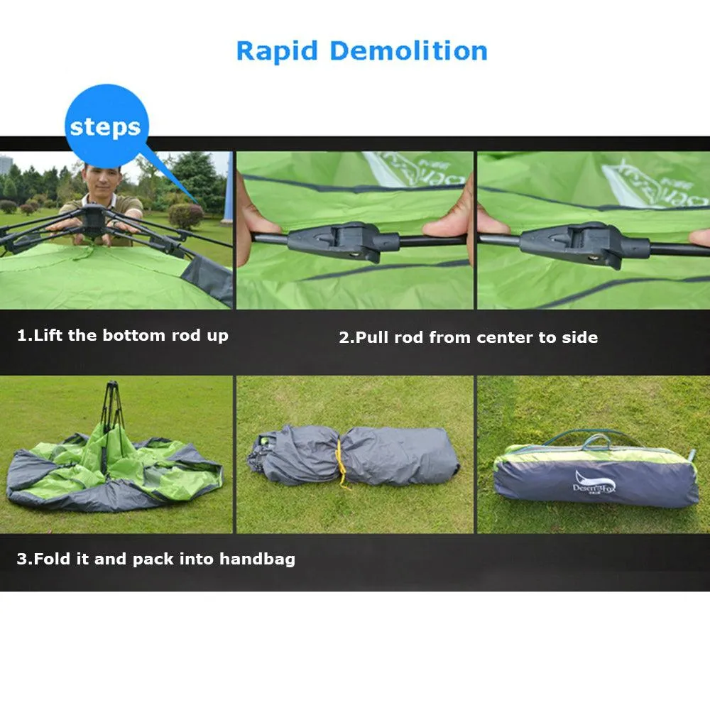 Portable Automatic Tent for 3-4 Person Family - Instant Setup for Hiking, Camping and Travel