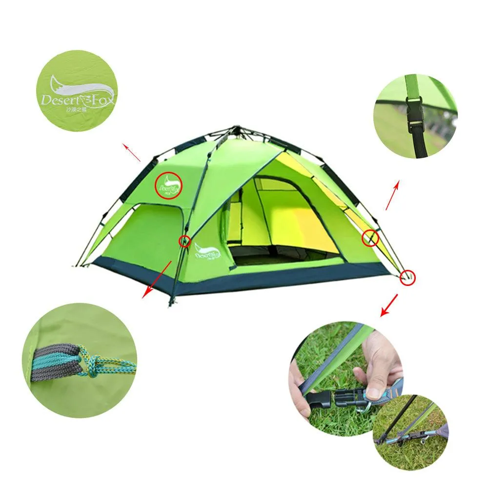 Portable Automatic Tent for 3-4 Person Family - Instant Setup for Hiking, Camping and Travel