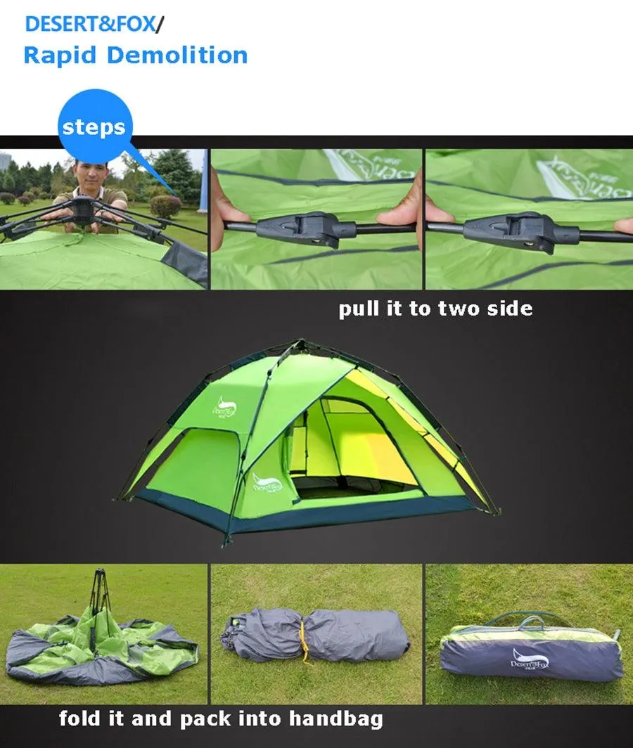 Portable Automatic Tent for 3-4 Person Family - Instant Setup for Hiking, Camping and Travel